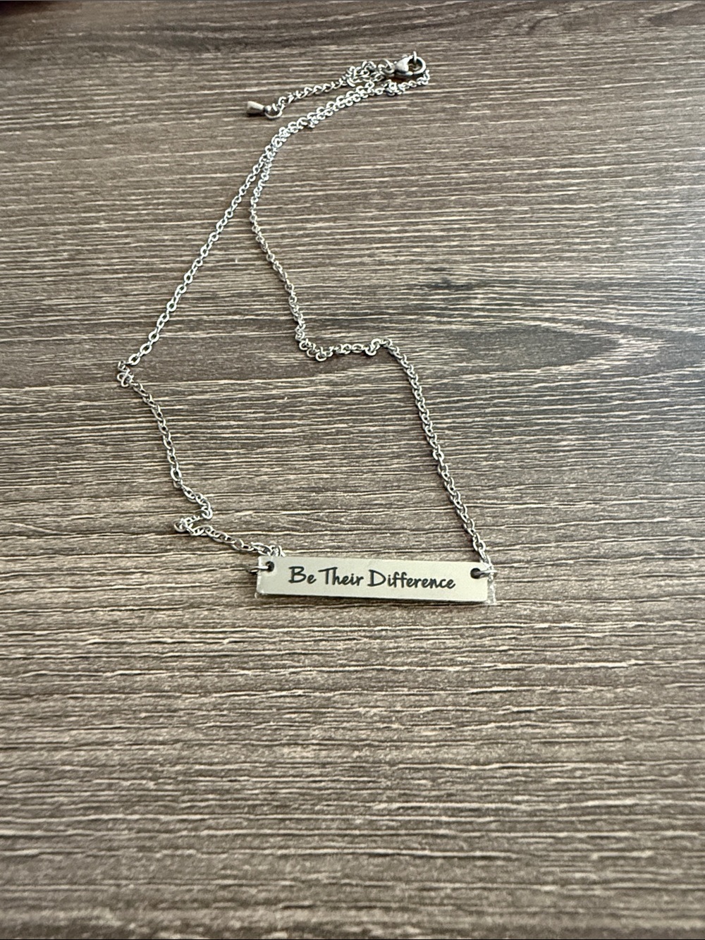 Silver Tone "Be Their Difference" Bar Necklace